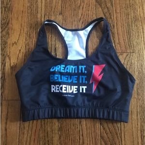 Peloton sport bra size Medium “Dream it, Believe it, Receive it”